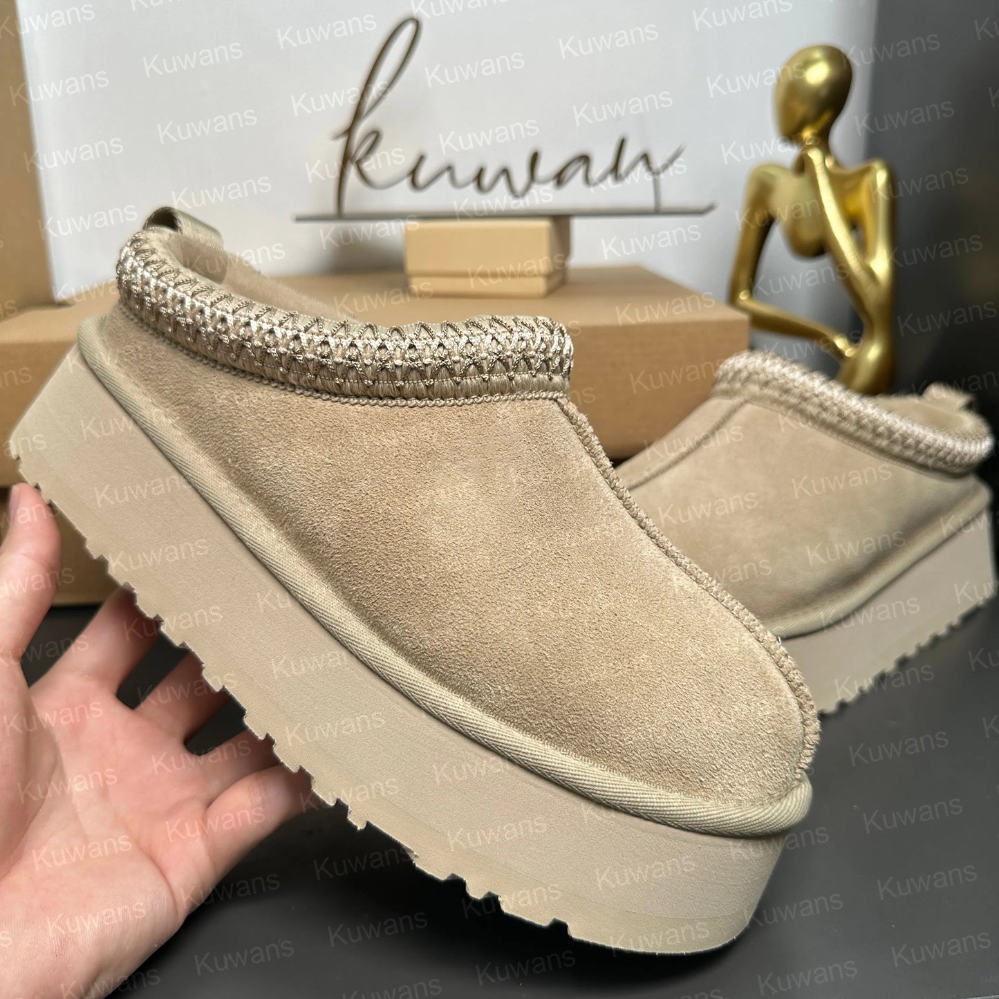 Tasman Slippers Tazz Mustard Seed Chestnut Sand Fur Slides Sheepskin Classic Ultra Mini Platform Boot Winter Women Men Slip-On Shoes Suede Upper Wool Fall