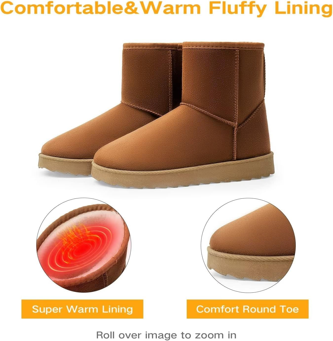 Snow Boots for Women Classic Winter Boots Anti-Slip Warm Winter Shoes for Women Tan 9