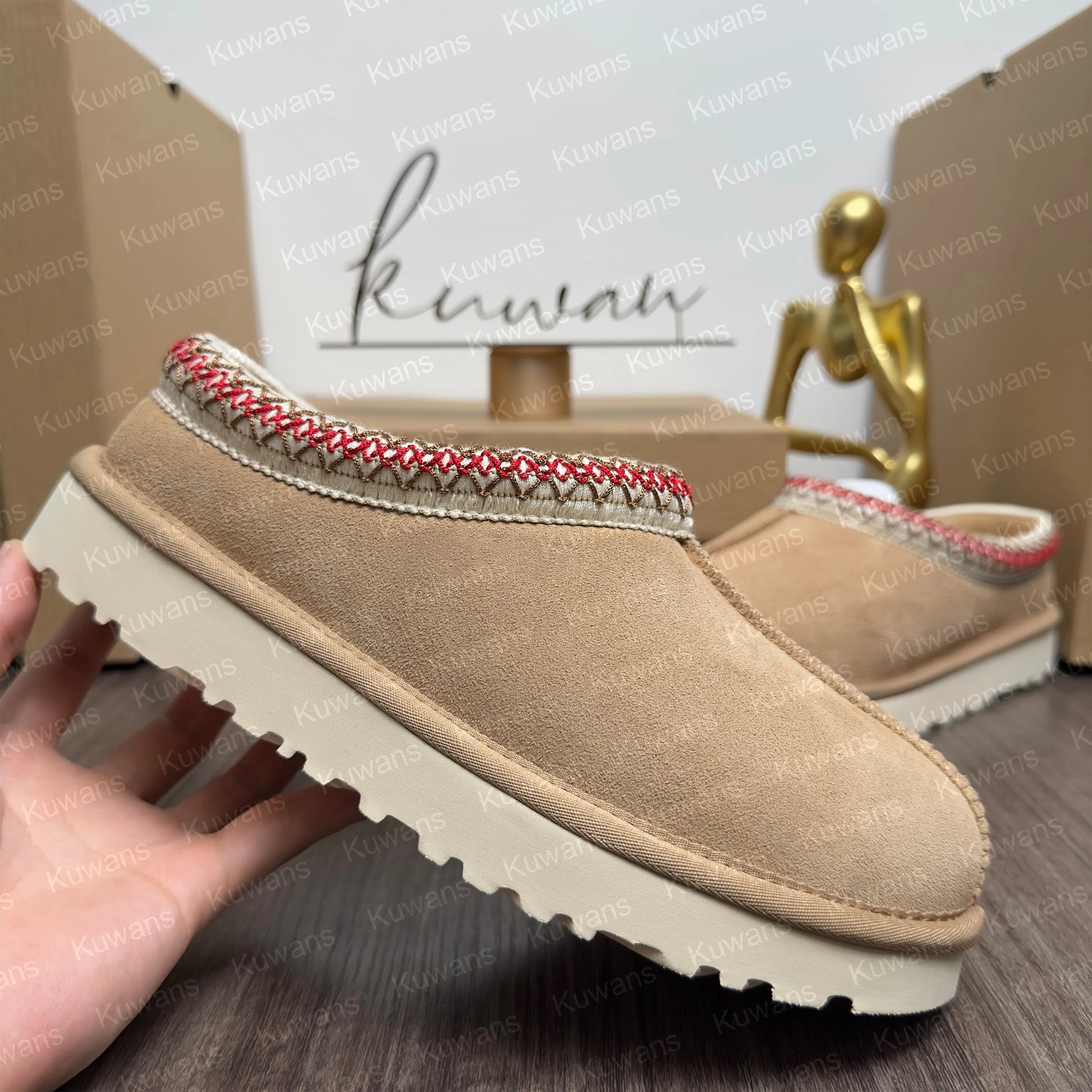 Tasman Slippers Tazz Mustard Seed Chestnut Sand Fur Slides Sheepskin Classic Ultra Mini Platform Boot Winter Women Men Slip-On Shoes Suede Upper Wool Fall